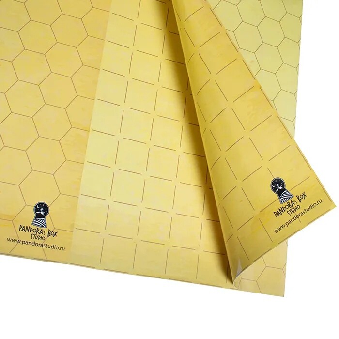 Мат игровой двусторонний ламинированный "Старая карта", гексы+клетка