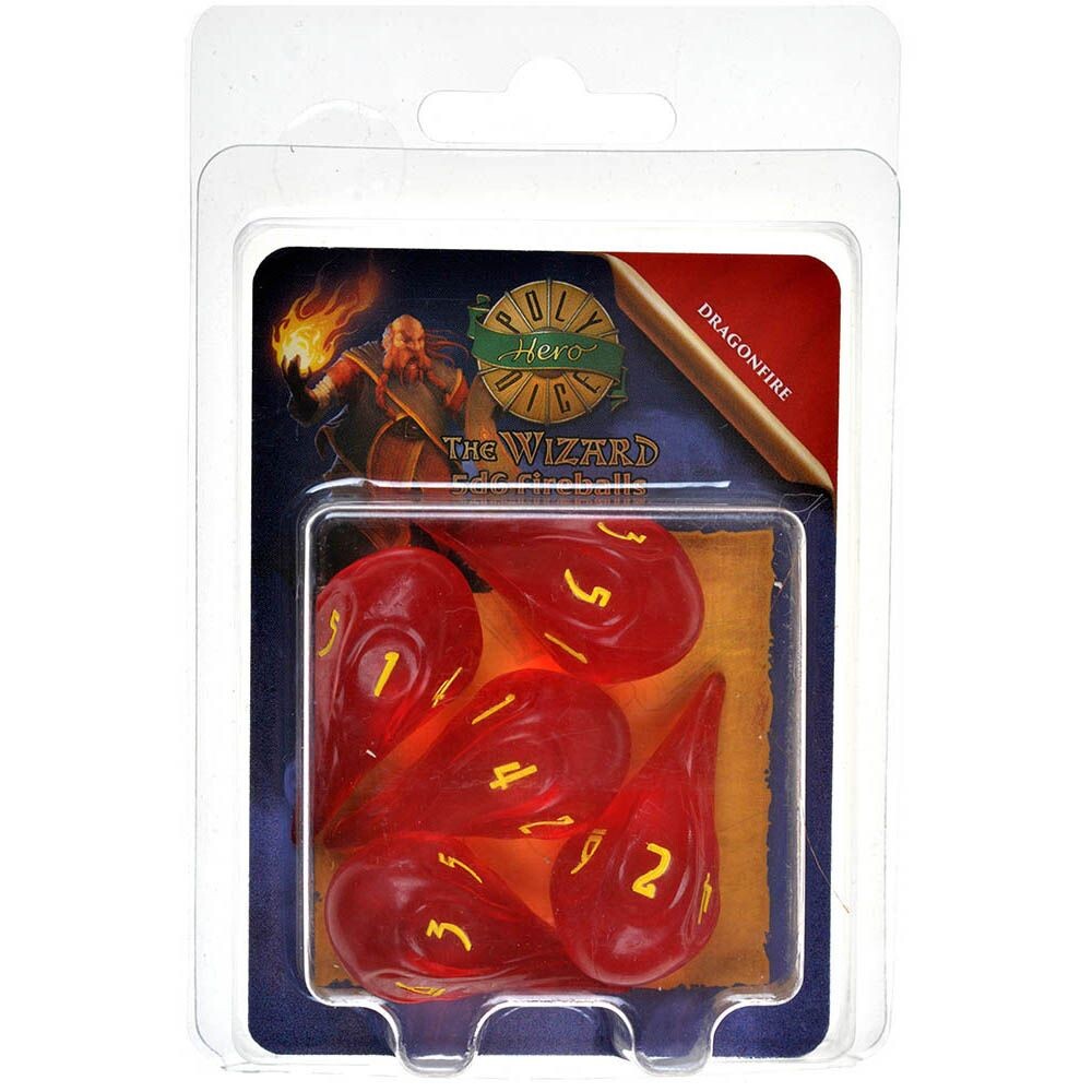 Набор кубиков PolyHero: Wizard 5d6 Fireballs Dragonfire