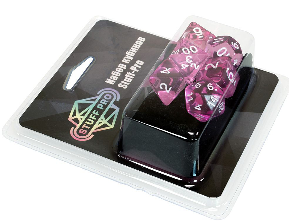Набор кубиков Stuff-Pro (7 шт, 16 мм) прозрачный розовый