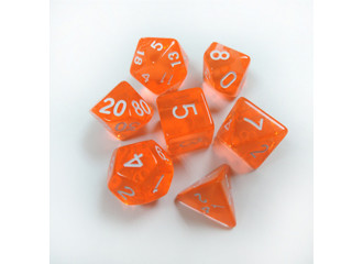Набор кубиков "Прозрачный", для RPG, 7 шт, оранжево-белый